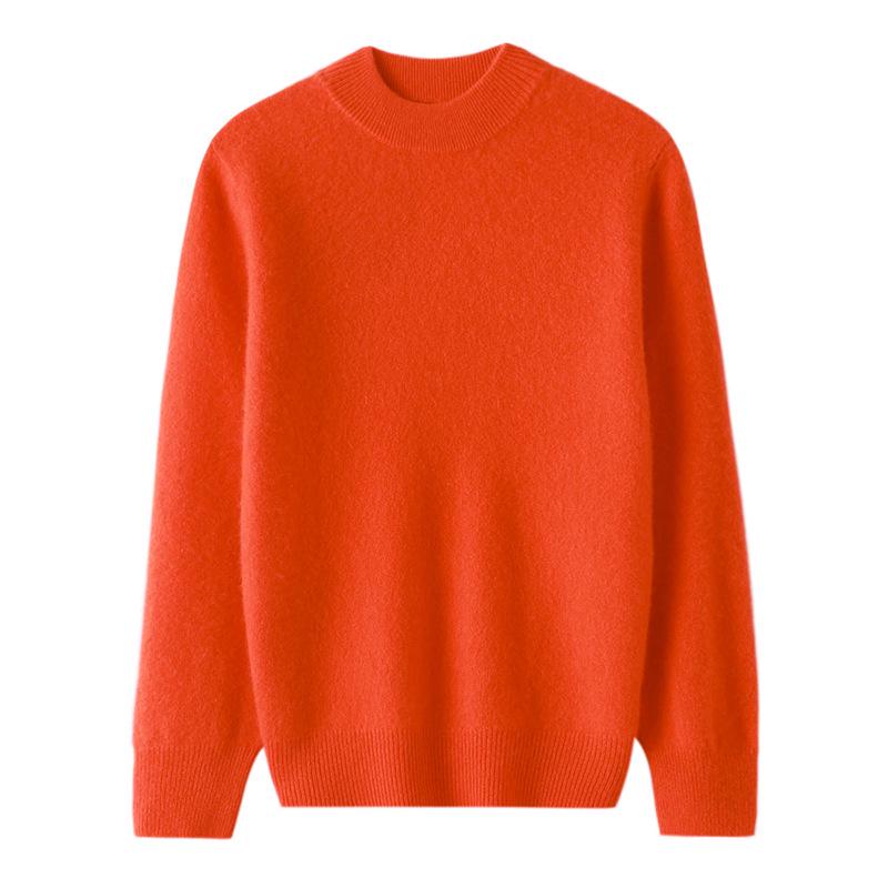 Pure Wool Sweater for Kids: Half-High Collar, Autumn/Winter Warm Knit, Unisex, Plain Color, Medium/Older Children