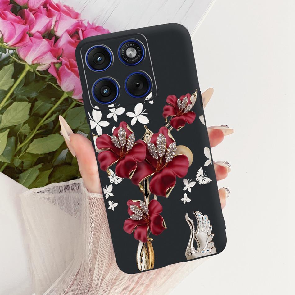 For Motorola Edge 70 Cute Flower Butterfly Cat Painted Case For Motorola Moto X70 Air Edge70 5G Black Silicone Soft Phone Cases