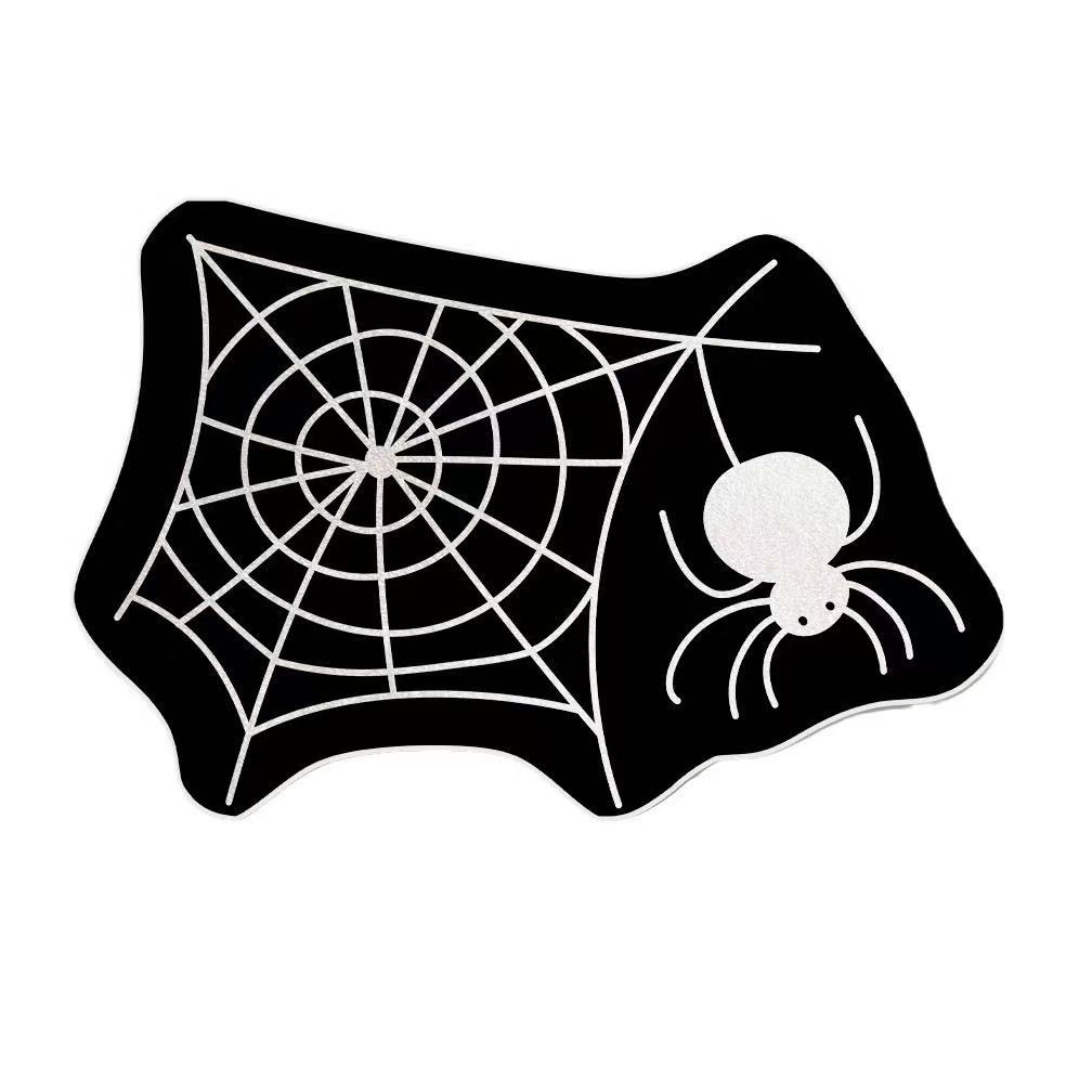 VIKAMA Halloween Spider Web Carpet Anti-Slip Absorbent Door Mat For Bedroom Bathroom Entrance Foot Mat For Foyer Home Decoration