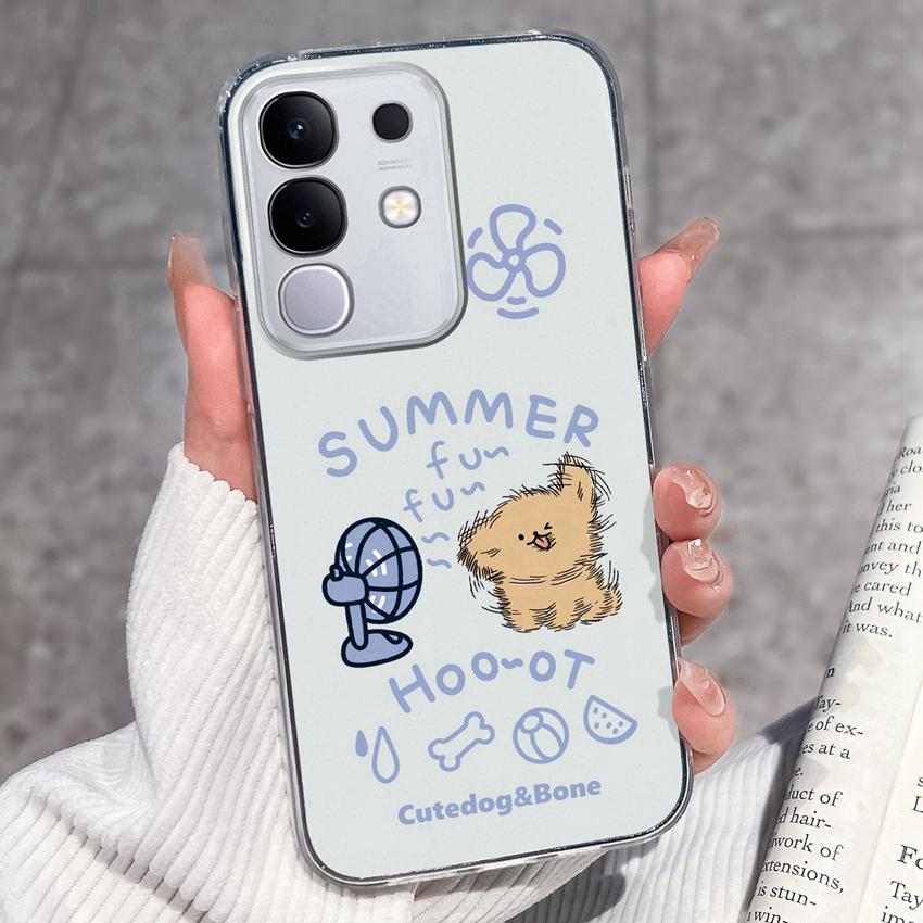 Shockproof Silicone Phone Cases For Vivo Y29 Y29s Y28 Y27 Y27t Y22 Y22s Y21 Y21e Y21s Y20 Y20i Beautiful Lavender Pattern Clear Covers For Vivo Casing