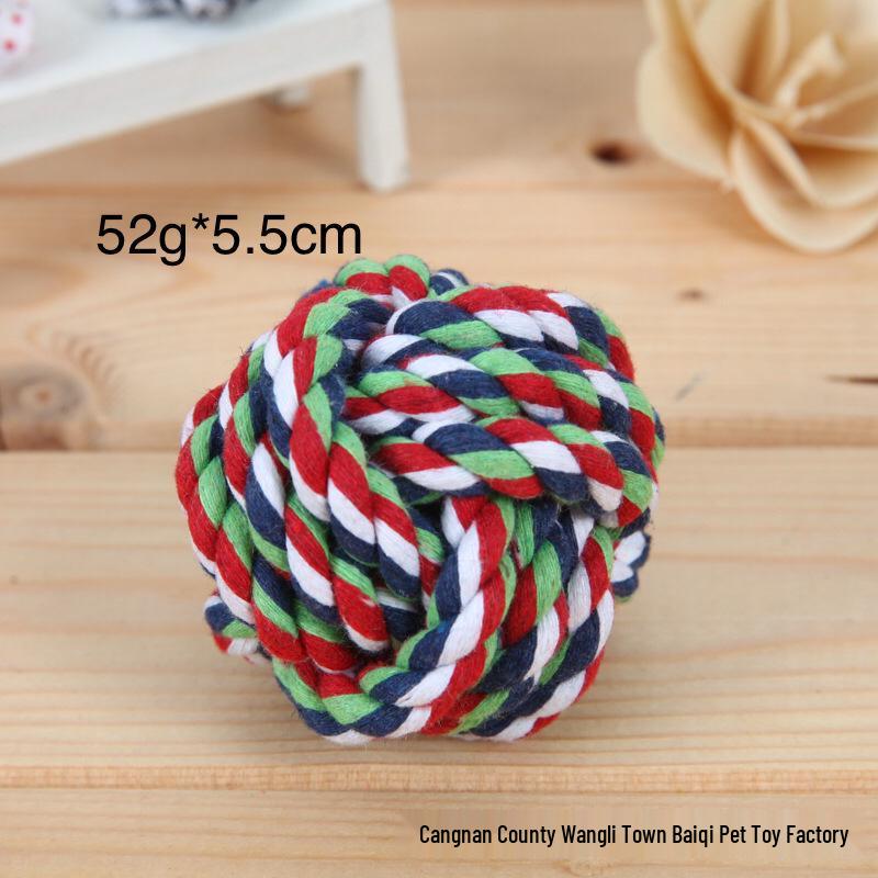 Pet Durable Rope Ball - Bite-Resistant Cotton Toy for Teeth Cleaning