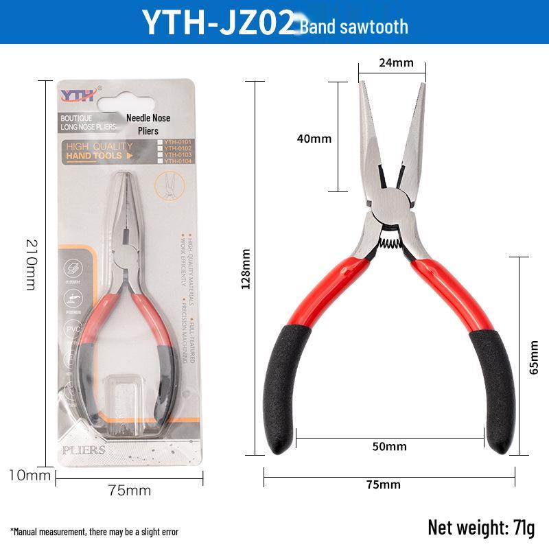 Multi-Functional Needle-Nose Pliers: Small Fine Head, Anti-Slip, Wire Cutting, Gripping, Handmade, Multi-Purpose, 45 Steel.