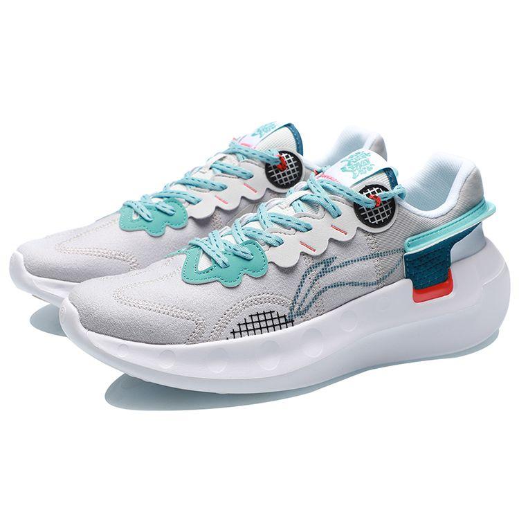 Li Ning Xie Yao Non-Slip Shock Absorbing Durable Low-Top Running Shoes Unisex sneaker Gray Blue ARHR043-3