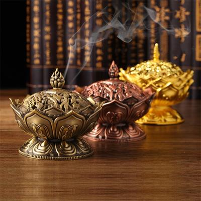 Tybetański lotos cewka kadzidło palnika stop brązu uchwyt na kadzidełka metalowe rzemiosła Handmade Aroma kadzielnica Office Home Decor