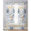 Watercolour Leaves Plants Flowers Butterflies Translucent Drapes Living Room Window Opening Clear Voile Tulle Drape Curtains Home Decor