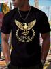 Printed with SPQR Eagle Pattern-casual 100% Cotton Short-sleeved Summer T-shirt with Golden Lau
