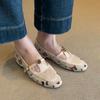 French Retro Splicing One-pedal Mary Jane Loafers Women's Low-heeled One-word Buckle Camellia Embroidered Casual Shoes
