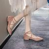 Fashion Low Heel Elegant Evening Women's Shoes Pointed Toe Pink Ladies Footwear Square Heels A Slip On Shoe Non Youthful Emo Offer Chic