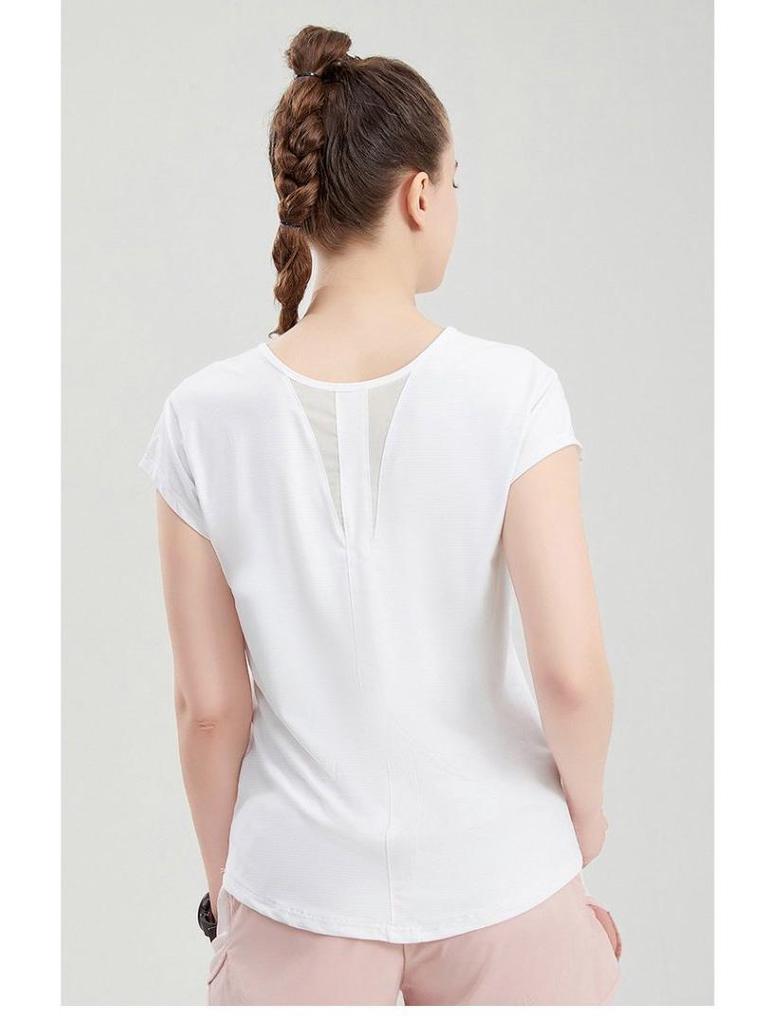 Women's Breathable Summer Sports T-Shirt - Moisture-Wicking, Round Neck, Short Sleeve, Dance & Fitness Style