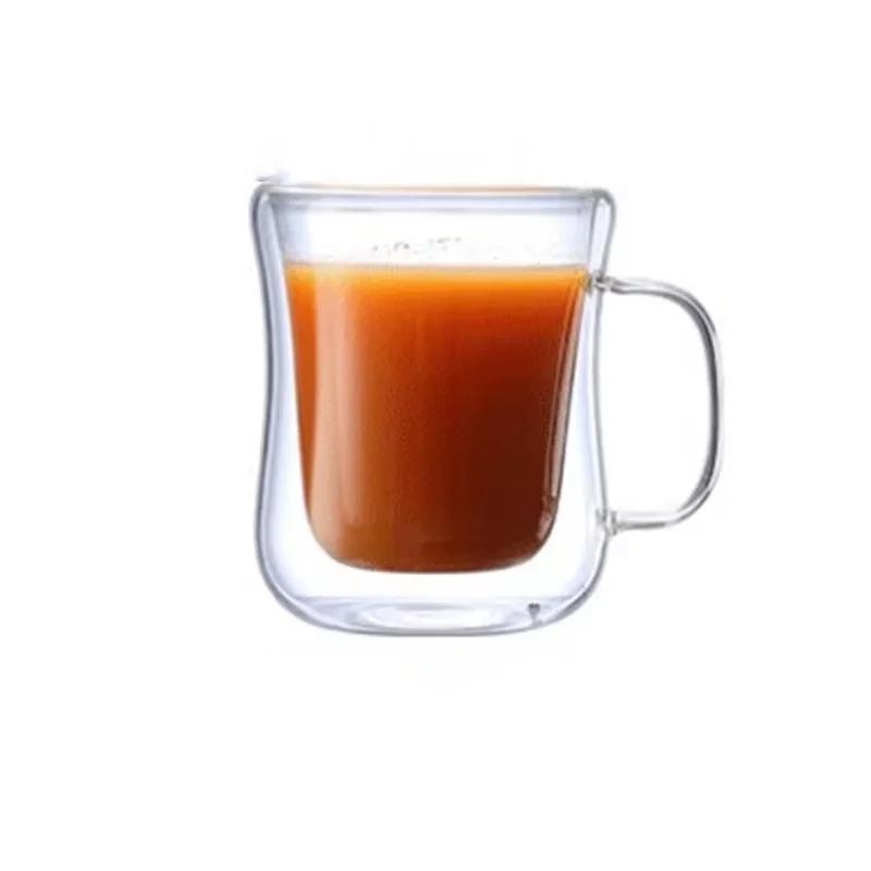 Heat-Resistant Double Wall Glass Cup Beer Coffee Cup Handmade Beer Tumbler Mug Tea Juice Whiskey Mugs Transparent Drinkware