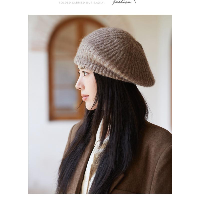 Autumn and Winter Hats, Children's Knitted Warm Woolen Hats, Solid Color Berets