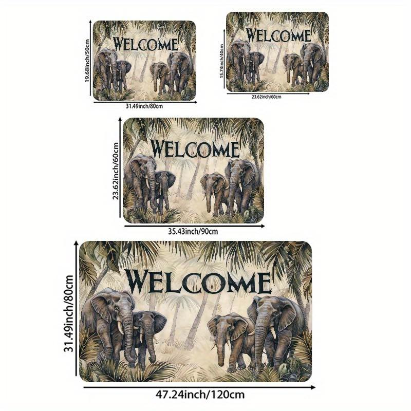 1Pcs Anti Fatigue Kitchen Rugs Elephant Welcome Waterproof Non-Slip Thick Cushioned Kitchen Mat Heavy Duty Comfort Standing Mat for Kitchen