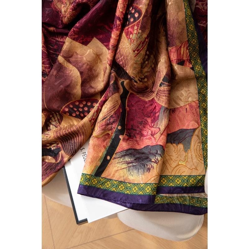 Meier French mulberry silk scarf - mother's day gift - women's long silk scarf - chinese style retro shawl