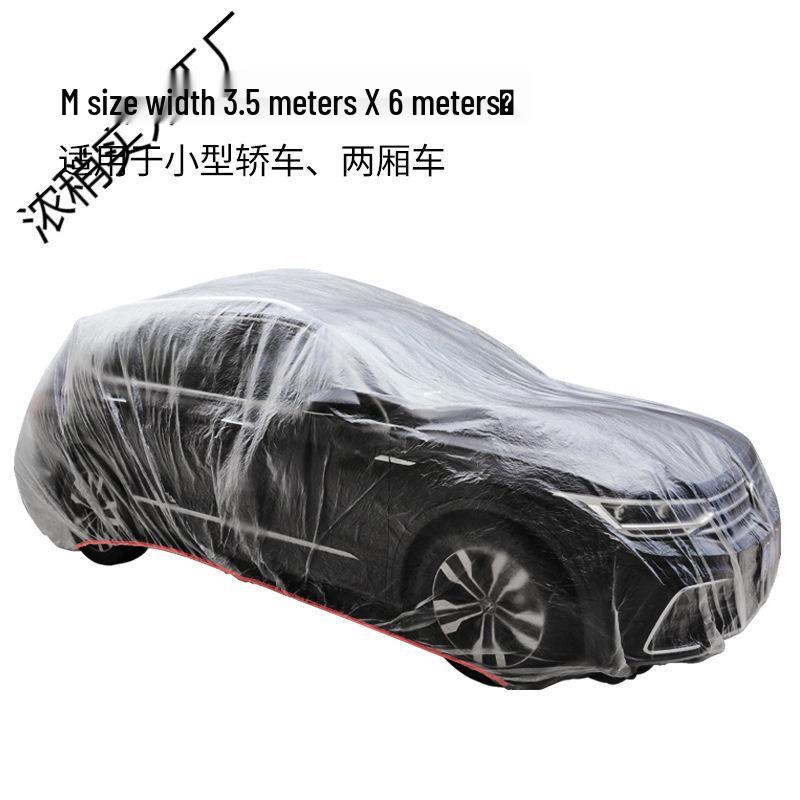 Universal Disposable Car Cover - Sun, Rain & Dust Protection, Transparent Full Plastic Cover