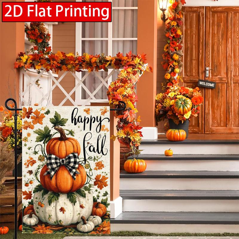2D Flat - 2D Flat Thanksgiving Happy Autumn Garden Flag_3-28X40 Inch Outdoor Garden Flag Double-Sided Home Decoration Courtyard Decoration Outdoor Dec