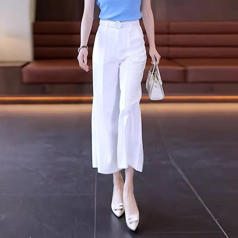 Women's Summer Drapey Wide-Leg Suit Pants, 2025 New, Versatile & Casual, Thin Nine-Point Straight Fit