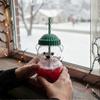 Christmas Bear Sippy Cup with Lid & Straw, Cute Bear Mug Glass Tumbler for Milk, Smoothies & Holiday Drinks