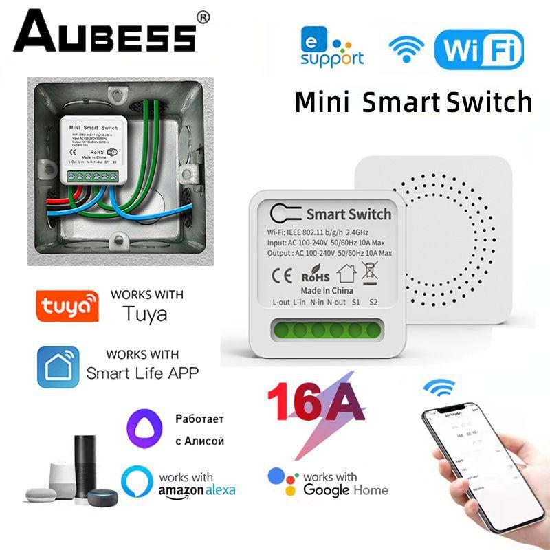 

Tuya WiFi Mini DIY Smart Switch 16A Light APP Remote Timing Wireless Control Relay Automation Modules Work Alexa