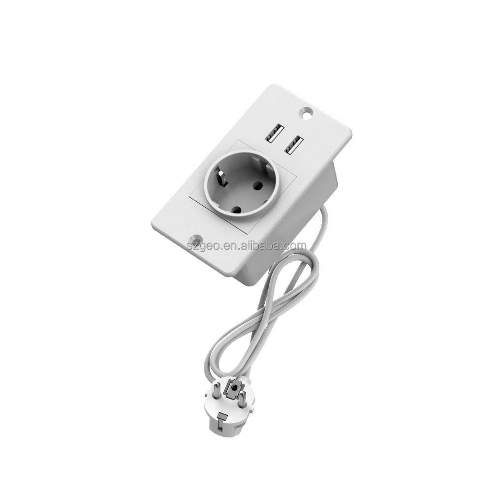 In-desk Embedded Power Socket Unit Flush Furniture Power Outlet with USB Ports for Office Workstation Kitchen Countertop Hotel