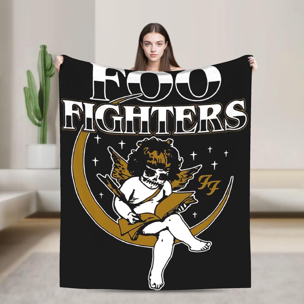 Fools Band F-Fighters Flannel Blanket Soft Durable Throw Blanket for Outdoor Travel Novelty Bedspread Sofa Bed Cover