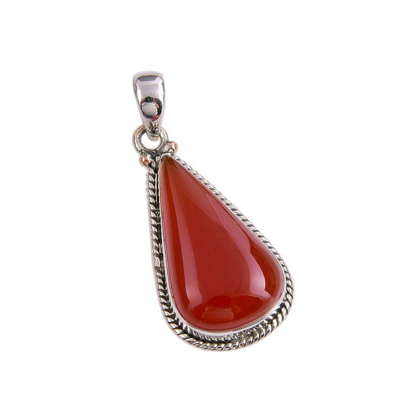 Natural Red Onyx Gemstone Handmade 925 Solid Silver Jewelry Pendant 1.50'' t9o89