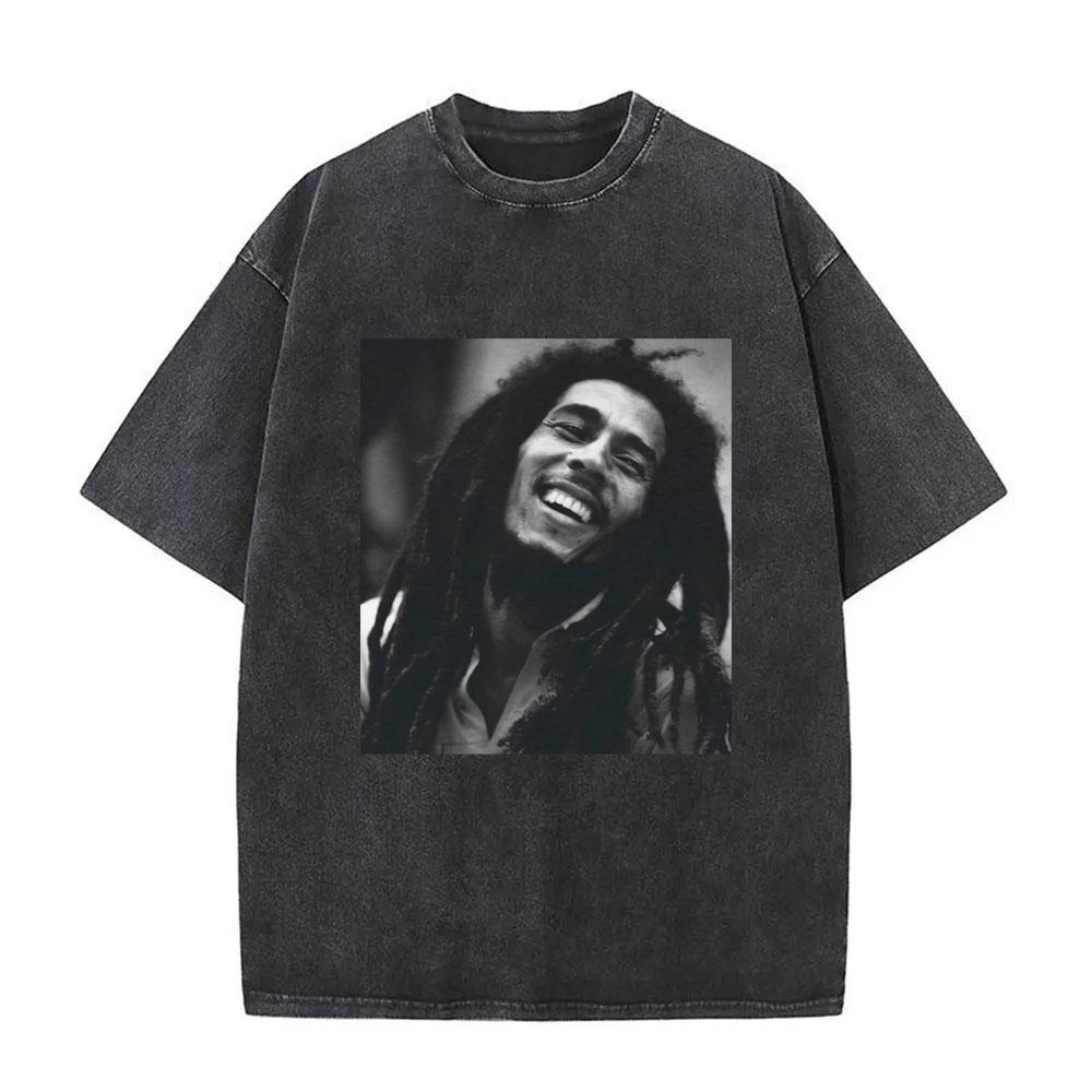 Classic Reggae Bob Marley Big Face Graphic Tshirts Washed Vintage Bob Marley Anniversary Printed Tshirt Men Oversized T Shirts L