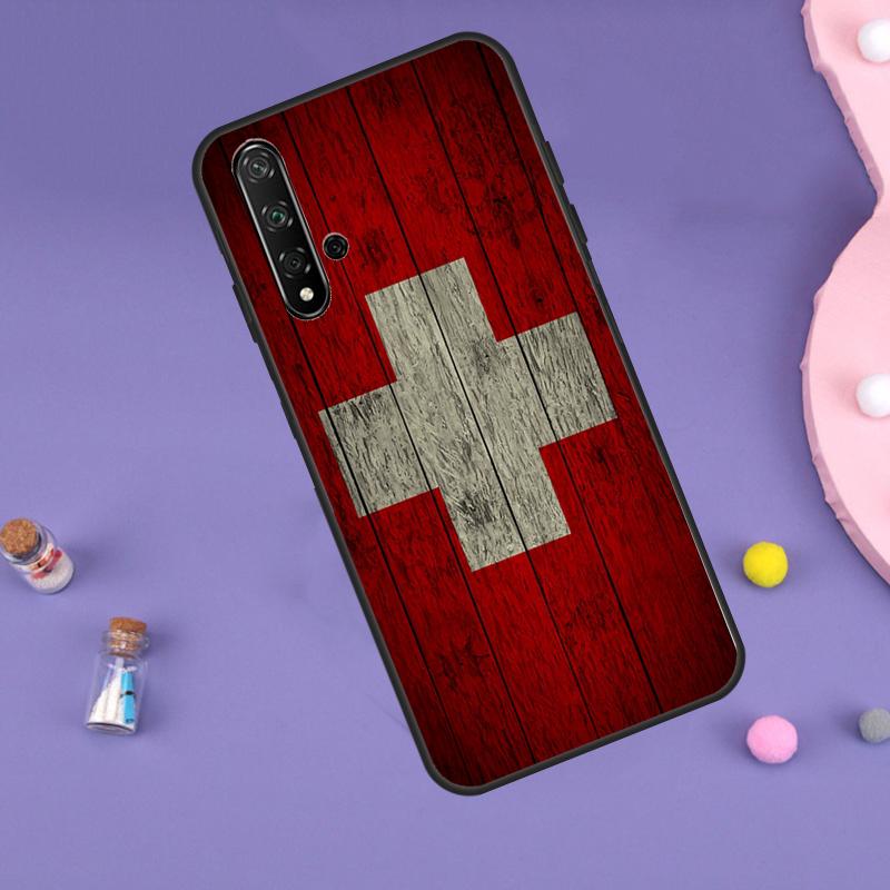 Switzerland Swiss Flag For Huawei Nova 7i 8i 11i 12i 12s 9 10 SE Y60 Y61 Y70 Y72 Y73 Y90 Y91 P20 P40 P30 Lite Case