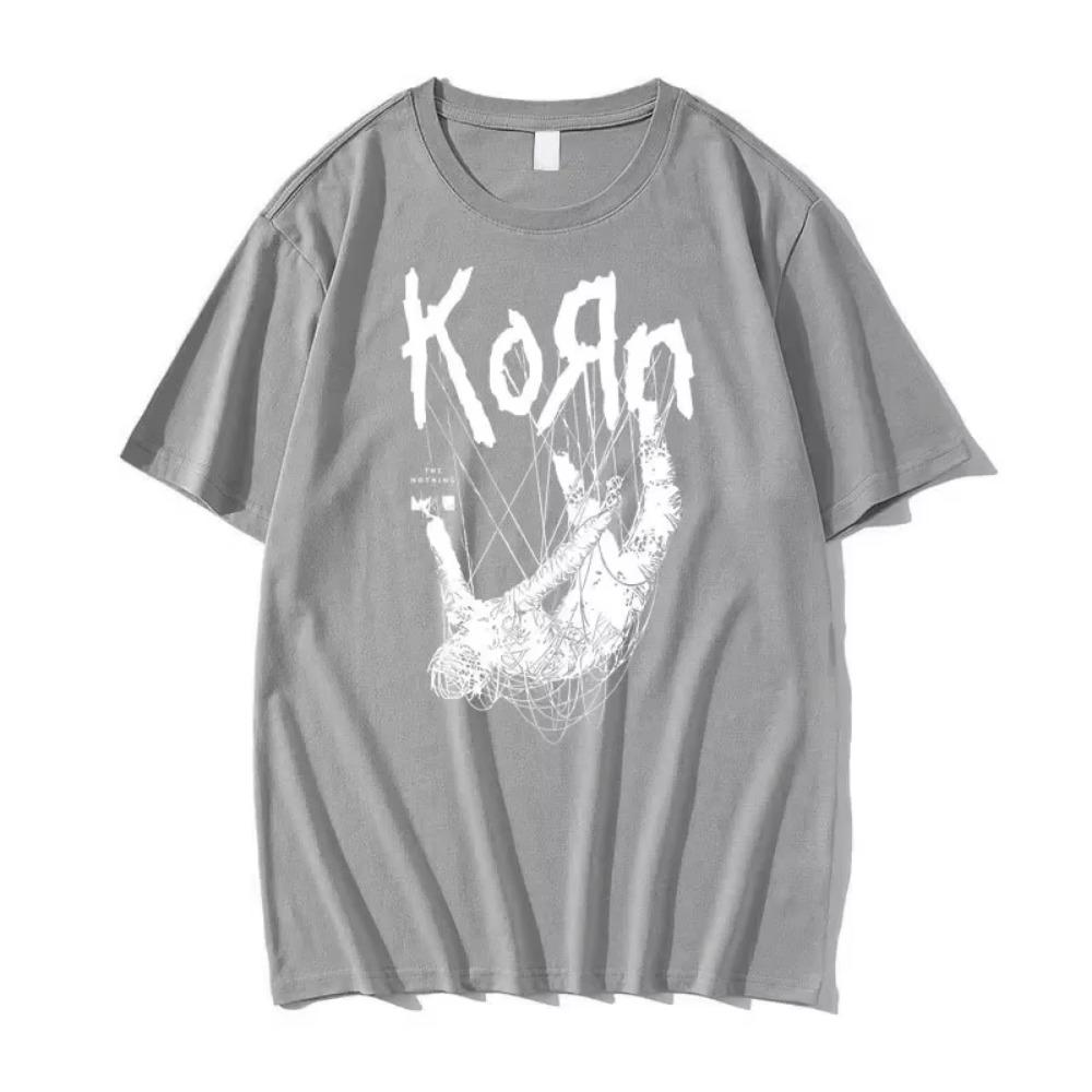 American Singer Band Korn Print Graphic T-shirt Summer Short Sleeve Tees Tops Streetwear Casual Pure Cotton T Shirts Men's