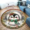 Cute Christmas Day Gift Bell Santa Claus Snowman Christmas Tree round rug Home Soft Decorative Anti slip Chair Mat Carpet Outdoor Floor Mat Carpet 109