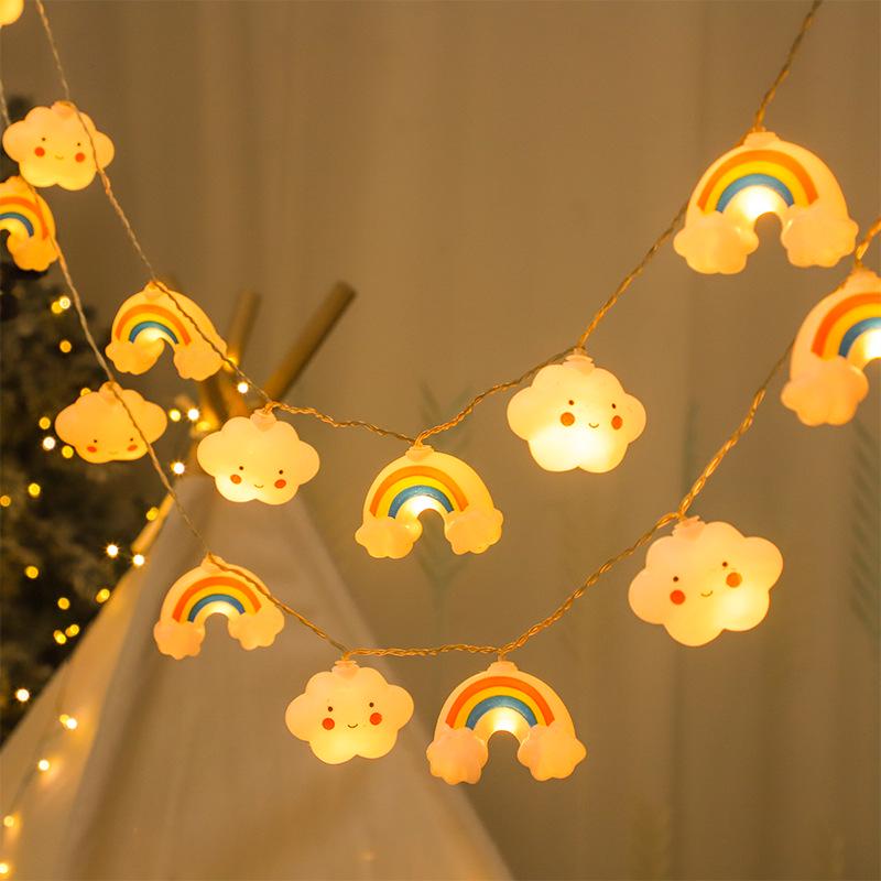 Creative LED Rainbow Star String Lights - Cloud Design for Kids' Rooms, Courtyard Decor, and Tent Atmosphere