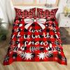 Merry Christmas Duvet Cover Set,Red Buffalo Checked Rustic Truck Comforter Cover,Plaid Xmas Tree Elk Deer Snowflake Bedding Sets