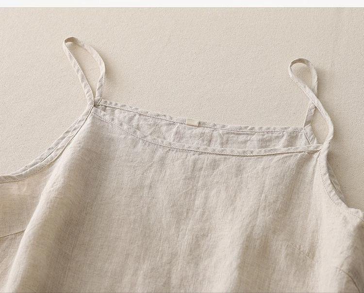 Plus Size Women's Cotton Linen Spaghetti Strap Tank Top: Lightweight Sleeveless Summer Outerwear & Base Layer