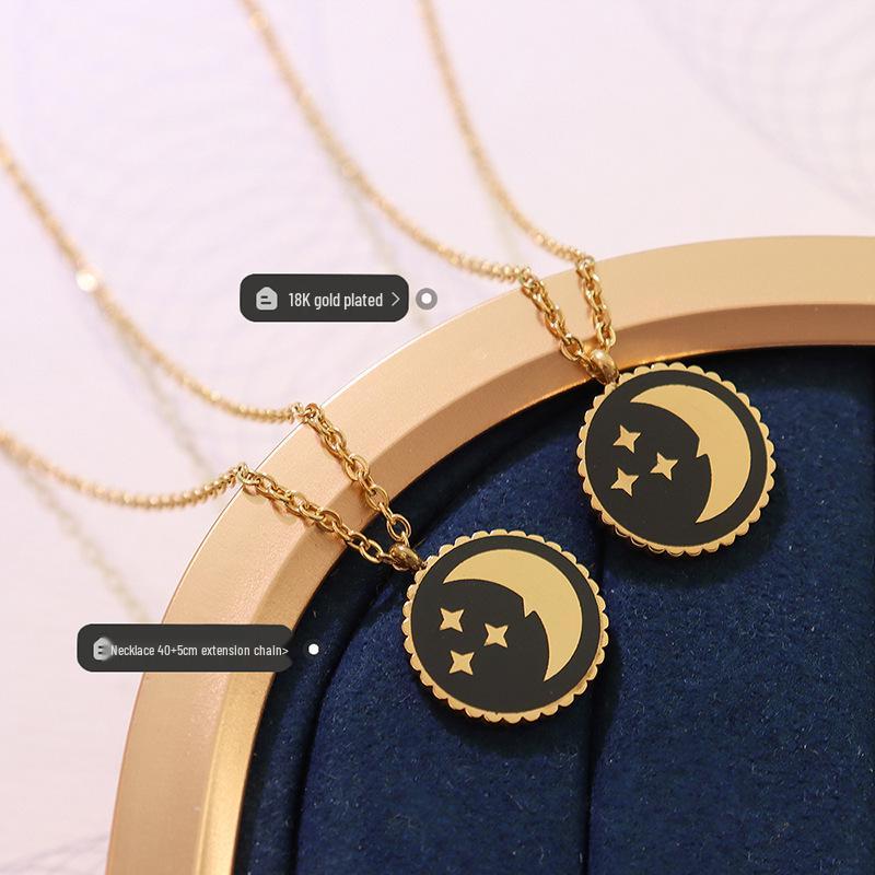 European-American Star Moon Pendant Necklace with Real Gold Electroplating – Simple Style Clavicle Chain Accessory