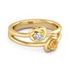 Citrine White Topaz Double Knot Design Ring - 925 Sterling Silver Gold Vermeil