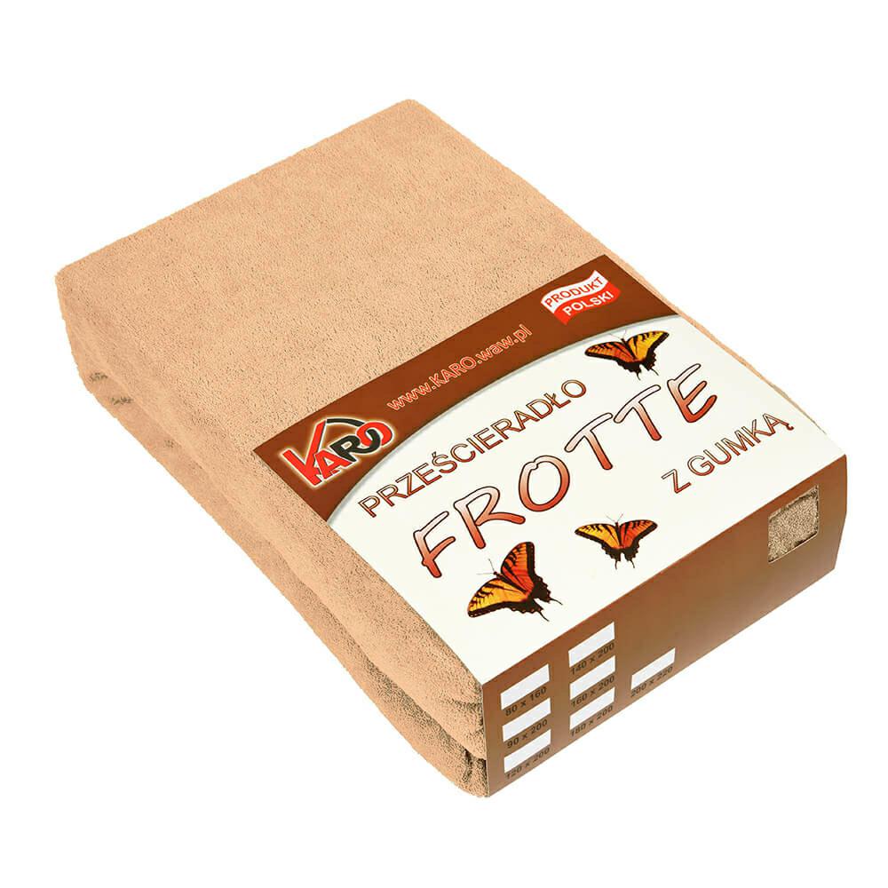 Prześcieradło Frotte Z Gumką 90X200 Beżowe Ciemne 010 Karo