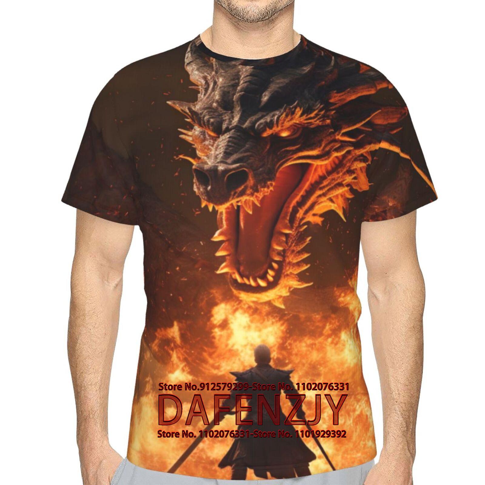 

Летний топ с круглым вырезом и принтом 3D-дракона, модные повседневные футболки с короткими рукавами для мужчин 6XL