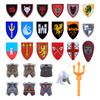 MOC Medieval Military Castle Weapon Roman Knight Helmet Shield Accessories Building Blocks Green Dragon Lion Crusader Bricks Toy