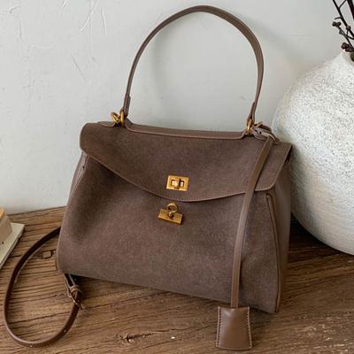 Suede Bag Women 2025 New Retro Texture Niche Lazy Wind Portable Tote Bag Put Computer Briefcase