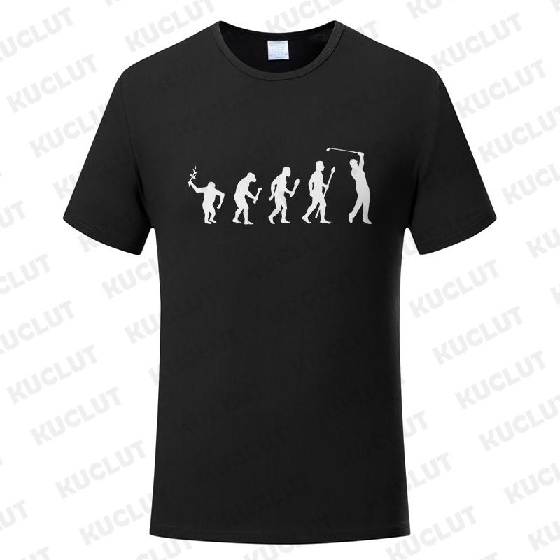 Fashion Brand Clothing Golf Evolution of Man Men's Tee Shirt Round Neck Shirt Short Sleeve Breathable Fashion Casual Shirt Tops