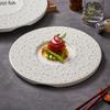 White Pearl Dot Ceramic Round Flat Plate Dessert Plate Sushi Plate Steak Plates Restaurant Molecular Cooking Creative Tableware