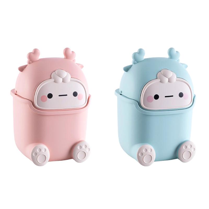 Ins Desktop Small Trash Bin Waste Bin Bedroom Home Cute Trash Can With Lid