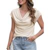 JPNTKY Women's Fashion Casual Solid Color Print Short Sleeve V Neck Blouses & Shirts