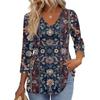 Women's T Shirt Print 3/4 Sleeve Fashion Basic V- Neck Regular Top
