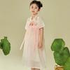 Girls' Princess Style Hanfu Short Sleeve Embroidered Dress