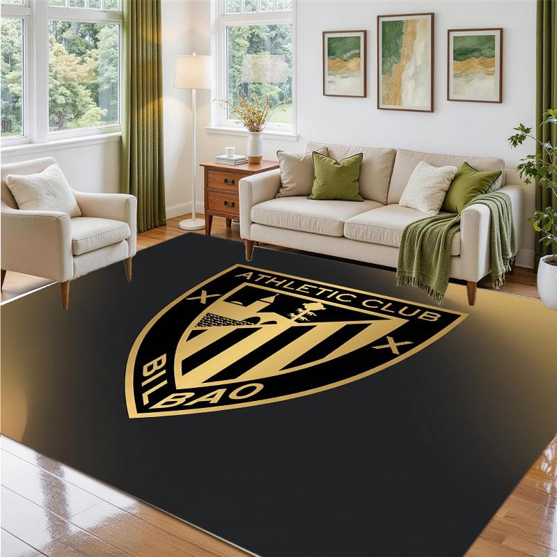 Athletic Bilbao Football Design Crystal Velvet Rug Soft Decorative Mat for Bedroom Entrance