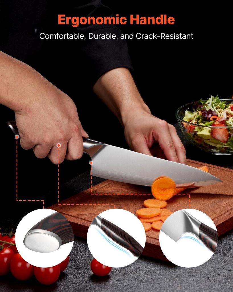 Kitchen Knife Set, 5 Piece High Carbon Stainless Steel Sharp Knife Set, Durable and Rust-Resistant, Professional Kitchen Cutlery with Ergonomic
