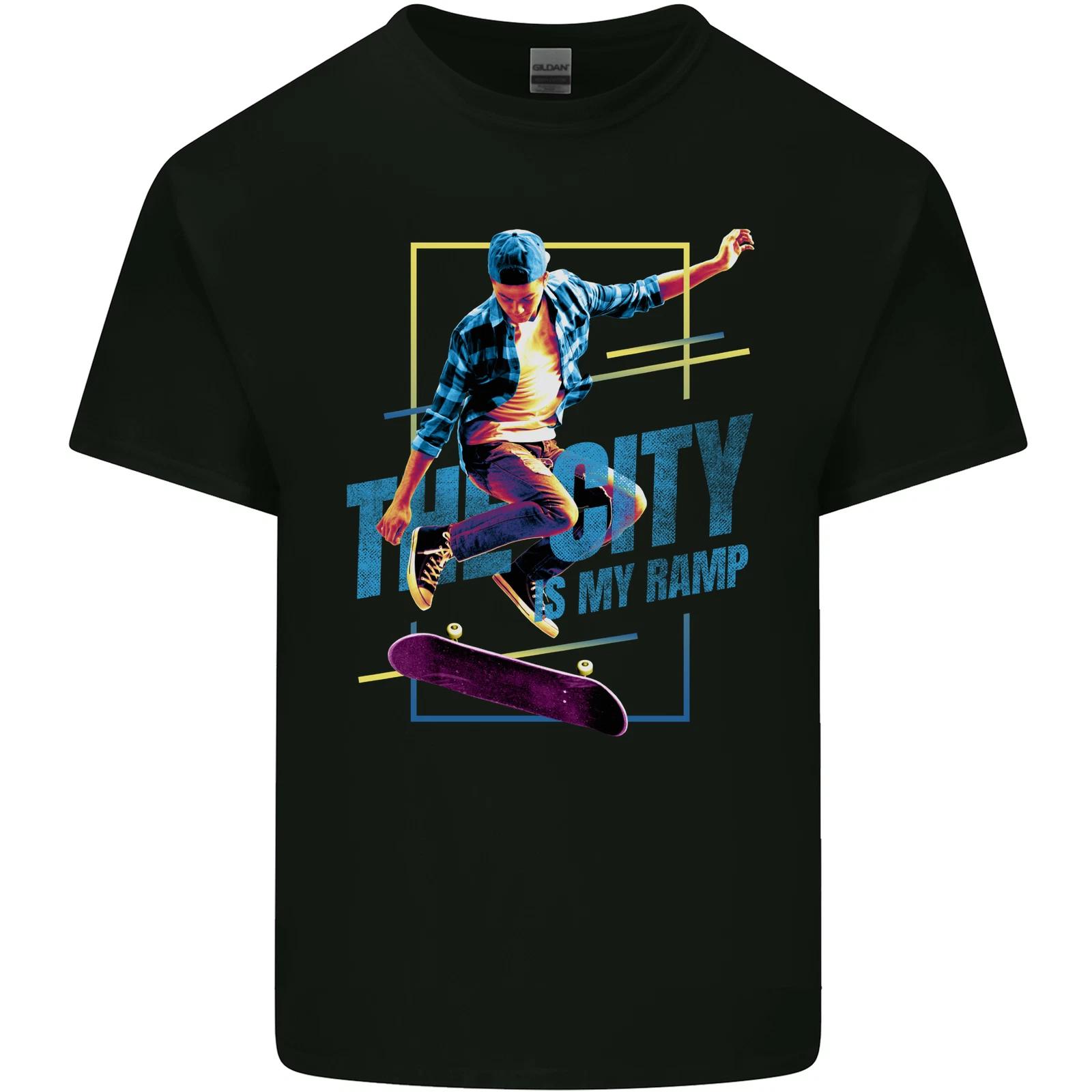 

City is My Ramp Skateboarding Skateboard Kids T-Shirt Childrens S