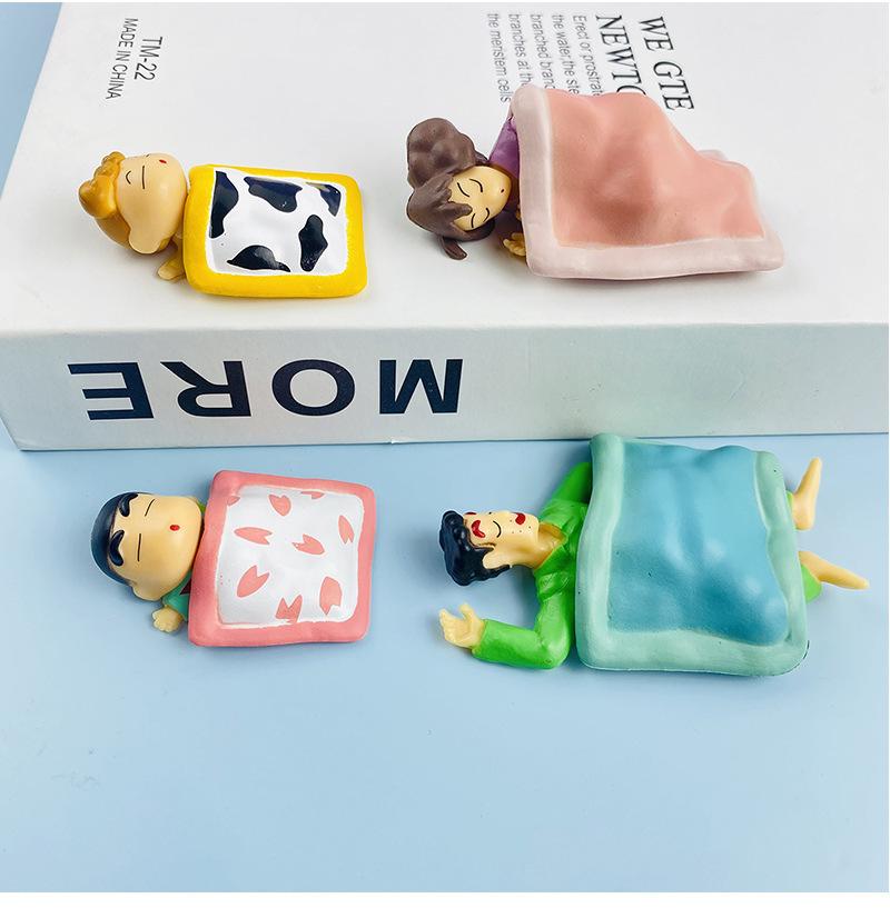 4Pcs/Set Anime Crayon Shin-Chan Action Figure Pvc Collection Nohara Shinnosuke Family Portraits Figurine Sleep Model Fans Gift