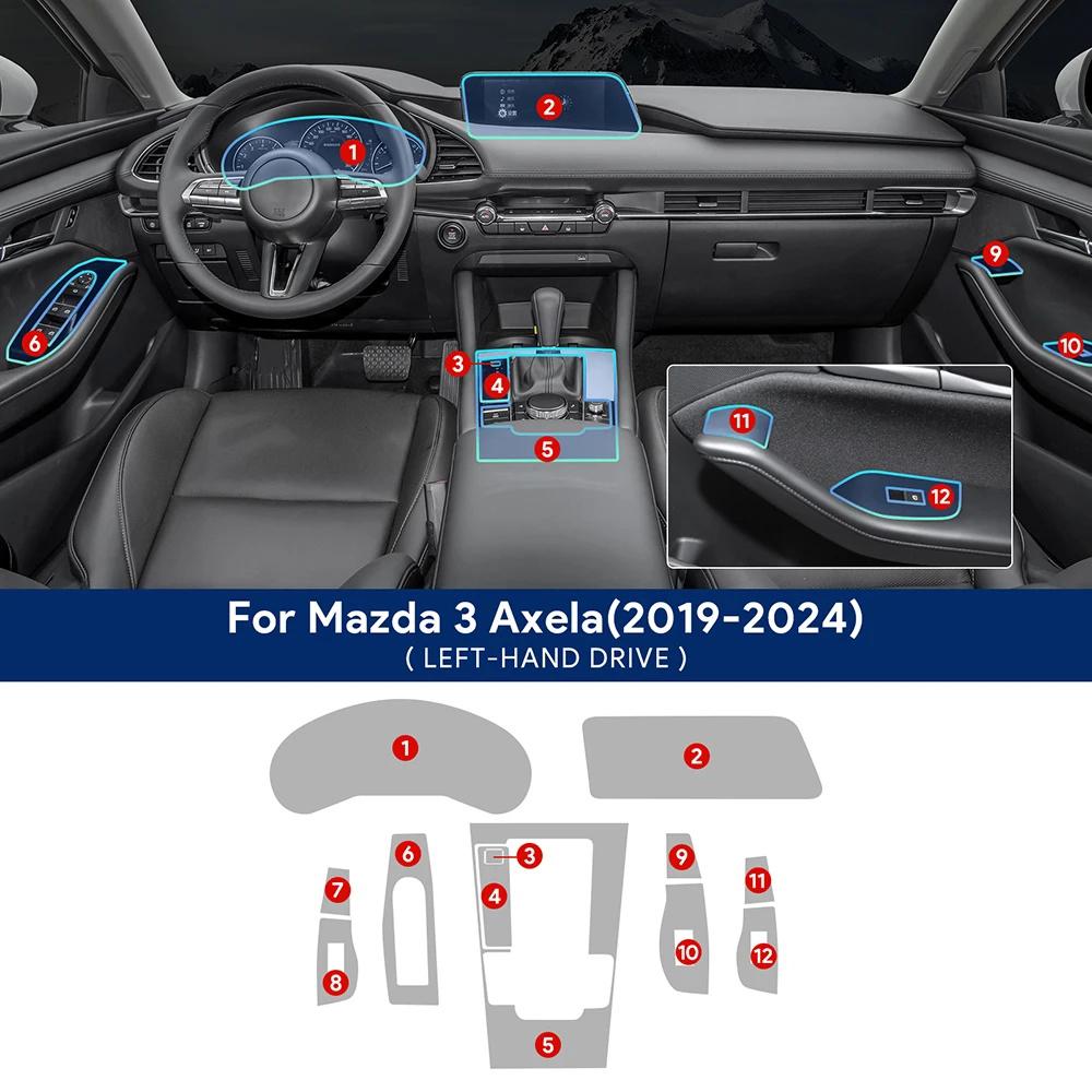 Car Interior TPU Protector Anti-scratch Film For Mazda 3 Axela -24 Auto Protective Transparent Anti-tear Stickers Accessorie TypeA LHD