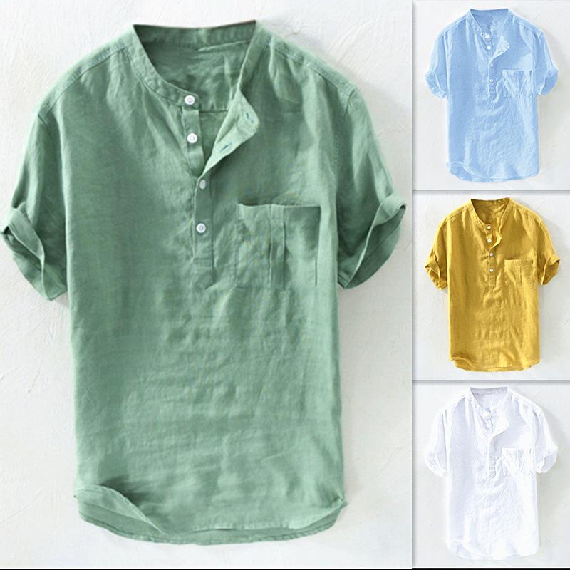 Men's Loose Casual Green Half Sleeve Summer T-Shirt